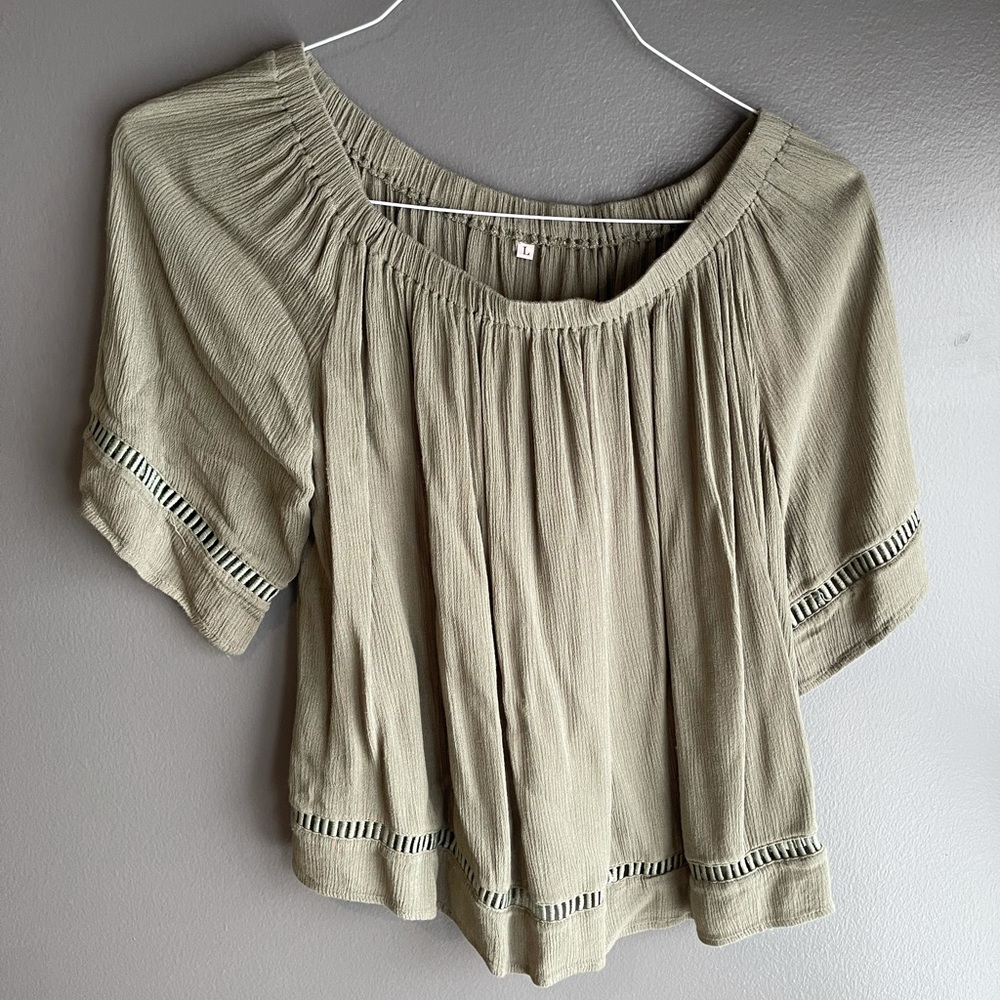 Olive green off the shoulder top